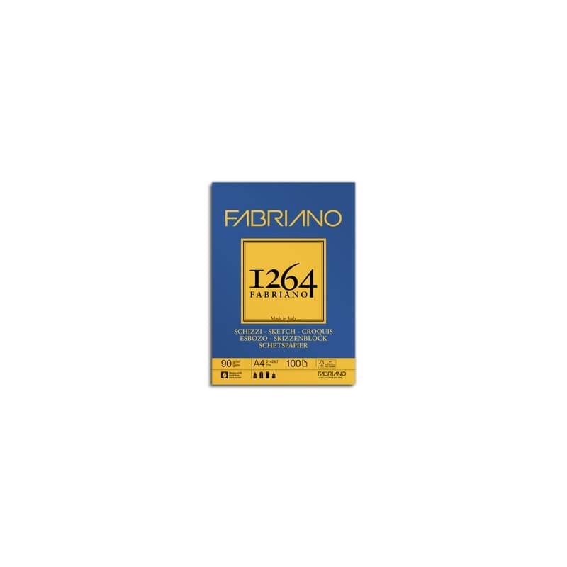 Blocco collato Fabriano 1264 schizzi 90 g A4 - 100 fogli - 19100632