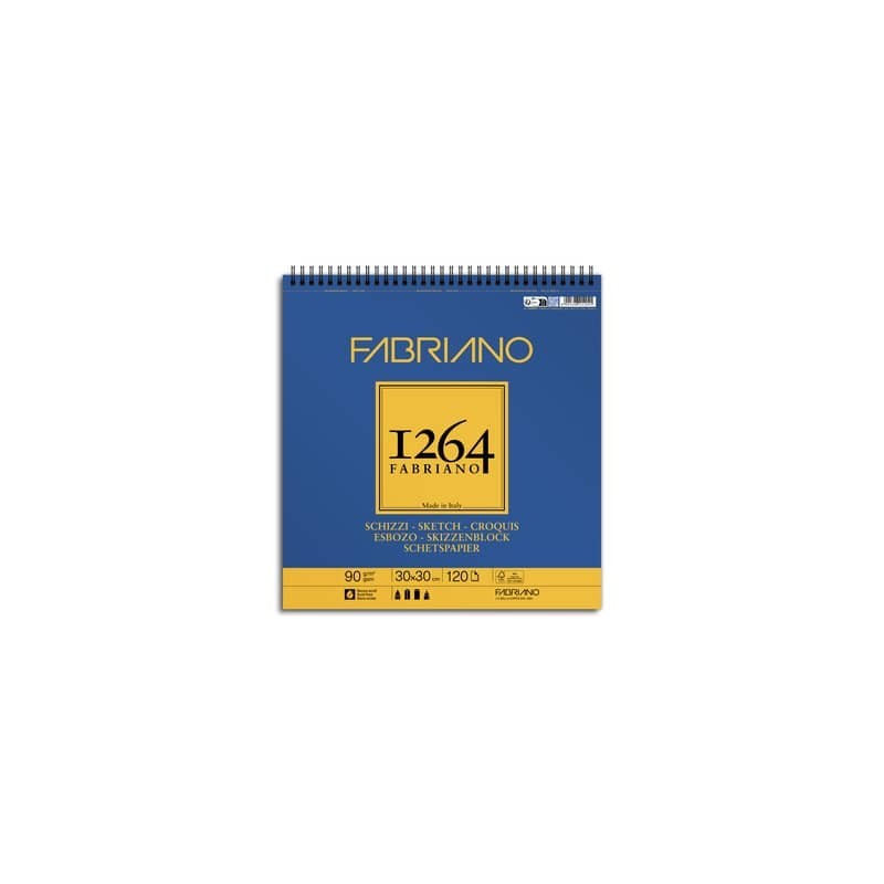 blocco spiralato Fabriano 1264 schizzi 90 g 30x30 cm - 120 fogli - 19100638
