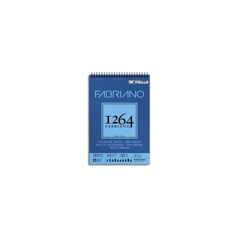 Blocco spiralato tecniche miste Fabriano 1264 - 300 g A4 - 30 fogli - 19100643