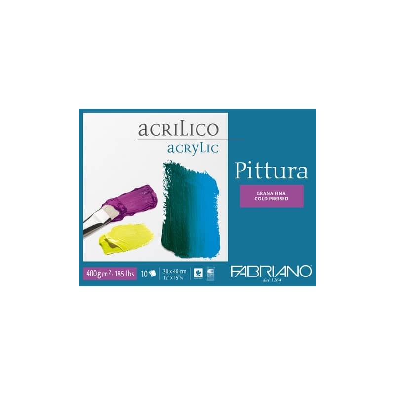 Blocco collato Fabriano Pittura grana fine 400 g 30x40 cm - 40003040