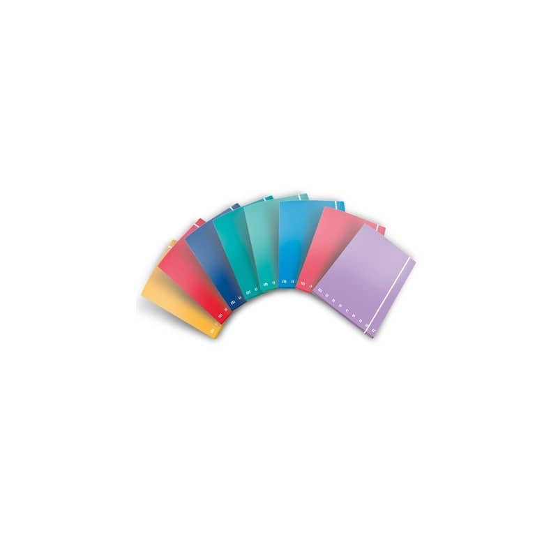Cartella a 3 lembi con elastico Pigna Monocromo - A4 26x35,5x1,2 cm dorso 1,2 colori assortiti - 0217563 (Conf.6)