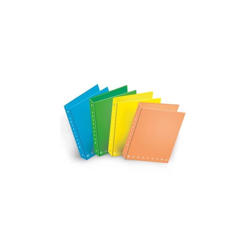 Raccoglitore ad anelli Pigna Monocromo - A4 27x32 cm 4 anelli Ø 30 mm colori assortiti fluo - 0227901 (Conf.5)