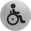 Pittogramma adesivo "WC diversamente abili" DURABLE acciaio inox argento metallizzato Ø 83 mm - 490623