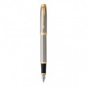 Penna stilografica Parker IM punta M inchiostro blu Brushed Metal GT - 1931656