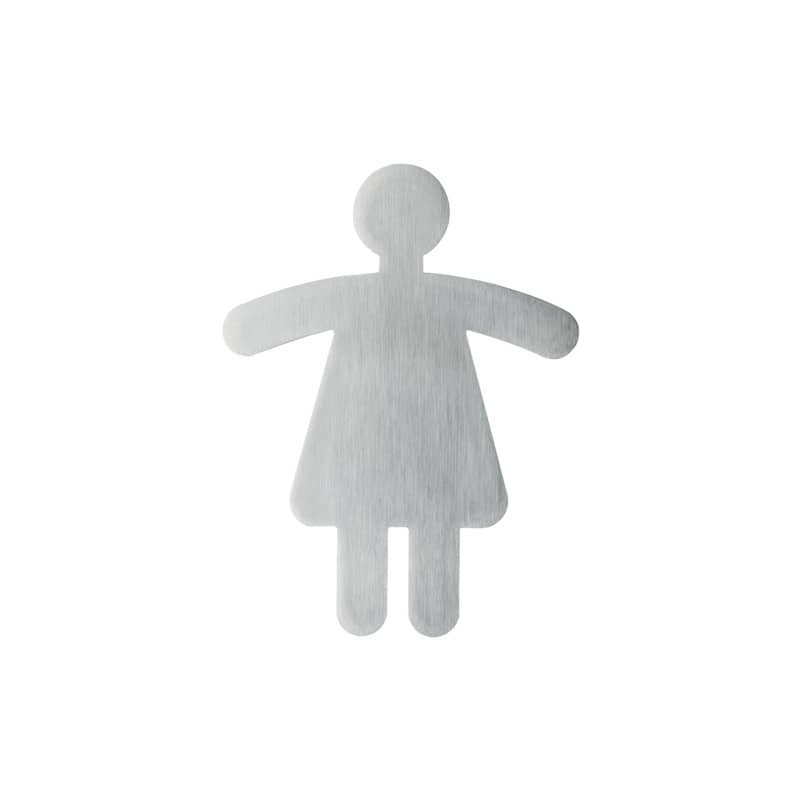 Pittogramma adesivo DURABLE 90 x 120 mm acciaio inossidabile spazzolato argento metallizzato WC donne - 495023