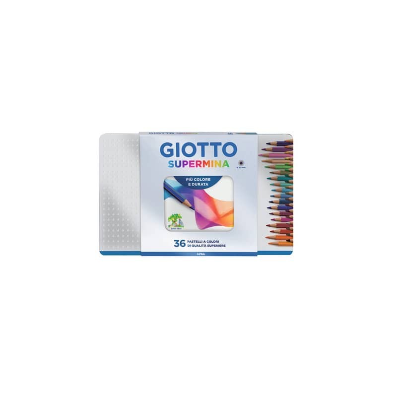 Matite colorate Giotto Supermina in scatola di metallo conf. 36 colori assortiti - F236900