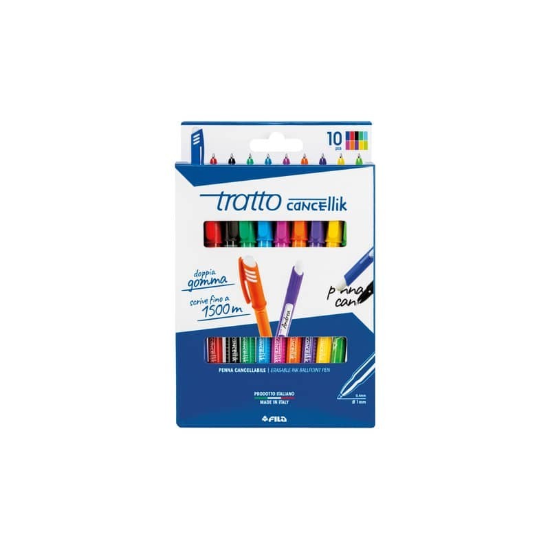 Penna a sfera cancellabile Tratto Cancellik 1 mm 10 colori assortiti F834700