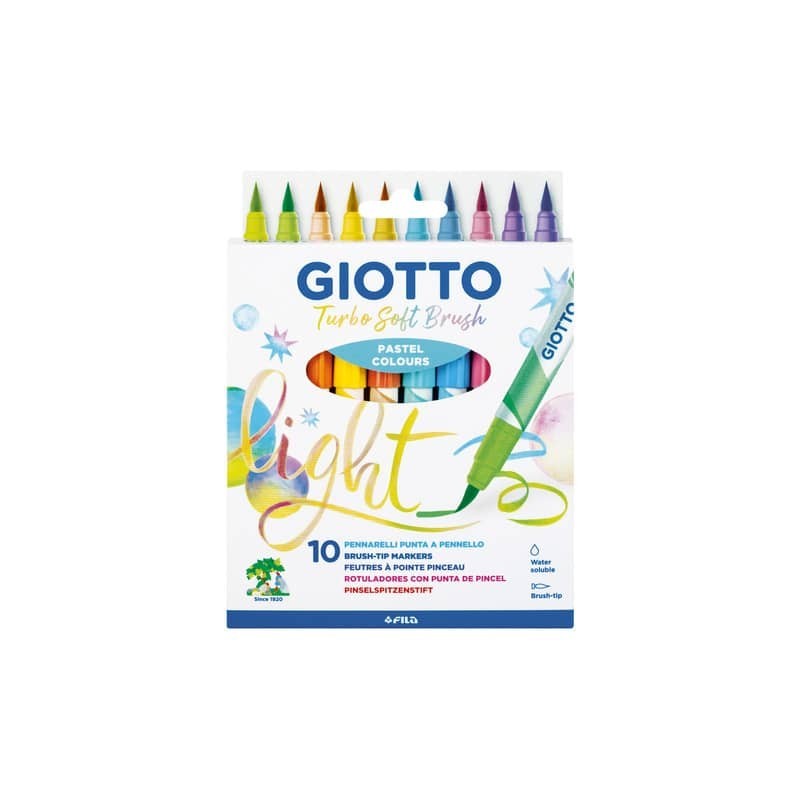 Pennarelli acquerellabili con punta a pennello Giotto Turbo Soft Brush conf. 10 colori assortiti Pastel - F426900