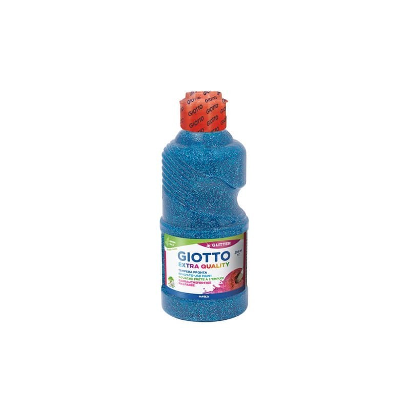 Tempera pronta Giotto glitter in flacone 250 ml ciano glitterato - F53120400