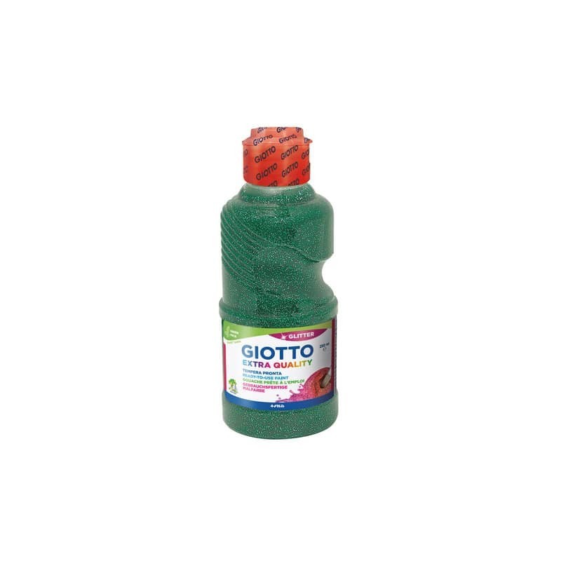 Tempera pronta Giotto glitter in flacone 250 ml verde glitterato - F53120500