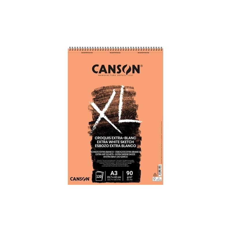 Blocco spiralato Canson Extra Blanc XL 120 ff A3 90 g/m² C200787501