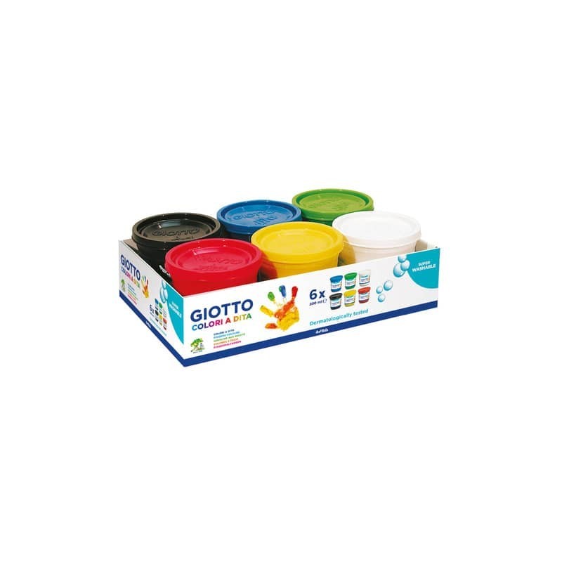 Colori a dita Giotto assortiti 6 vasetti da 200 ml - F535000
