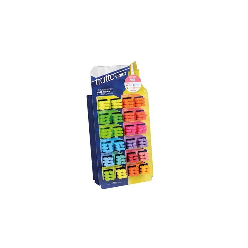 Espositore modulare 288 evidenziatori Tratto Video Fluo e Pastel - colori assortiti - F837500