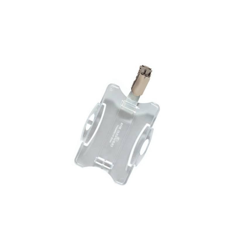 Portabadge rigido Durable 85x54 mm con clip di sicurezza orientabile trasparente Conf. 25 pezzi - 811819