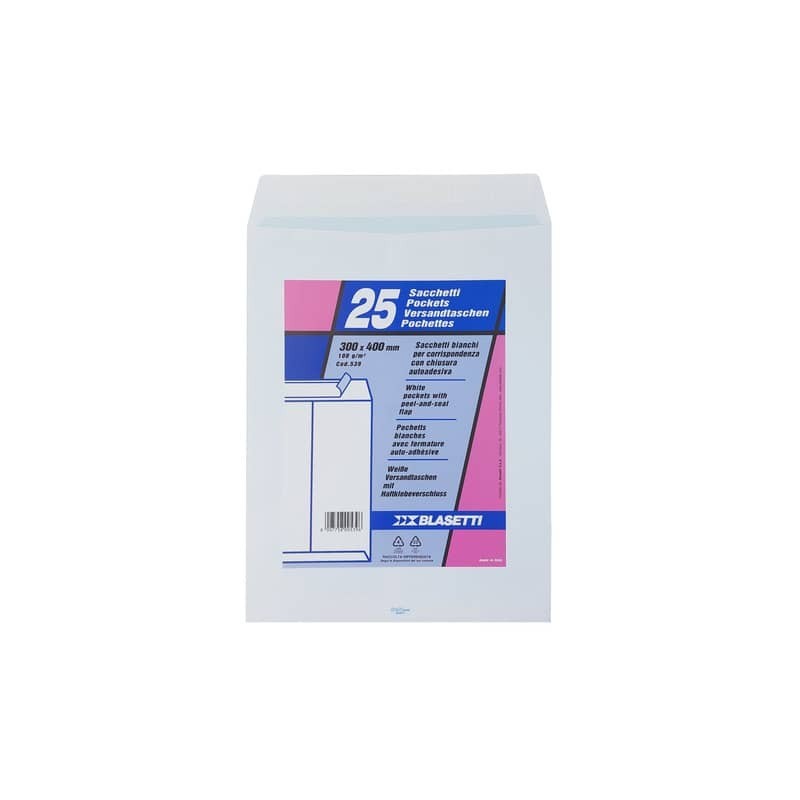 Busta a sacco Blasetti Self bianco - 100 g/m² - in conf. 25 buste - 300x400 mm 539
