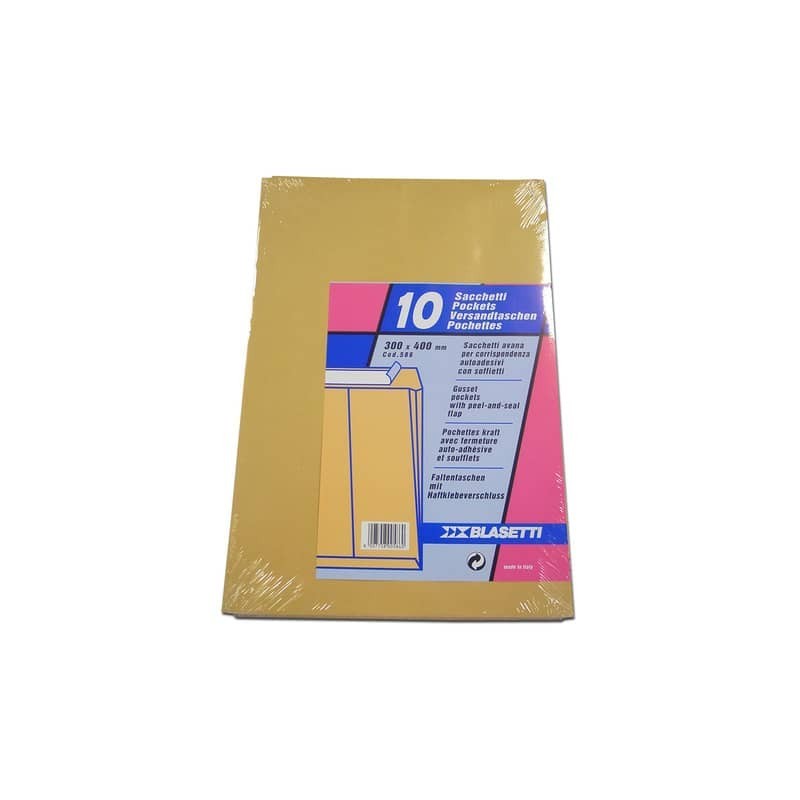 Busta a sacco Blasetti Monodex Avana - 120 g/m² - in conf. 10 buste - 300x400 mm - 586