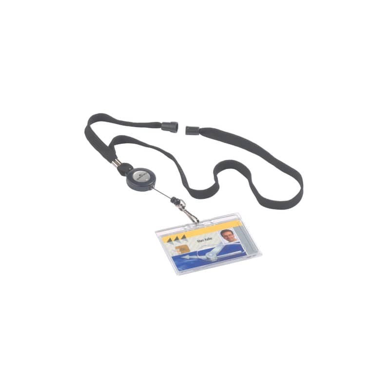 Chiocciole portabadge YO-YO Durable rotonde in plastica con cordoncino nero 822301 (Conf.10)