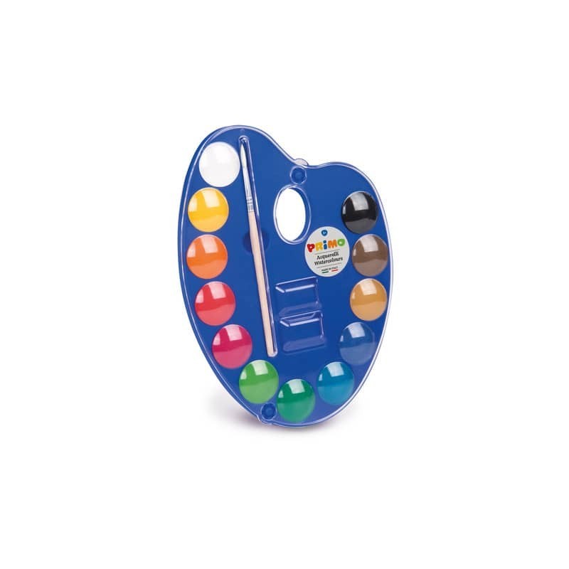 Acquerelli Primo Ø 25 mm in conf. da 12 colori assortiti + tavolozza - 101A12TO (Conf.5)