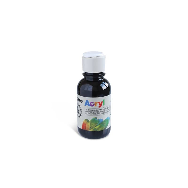 Colore acrilico Primo in bottiglia PET con tappo dosatore 125 ml - 800 nero - 402TA125800