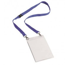 Portanomi DURABLE con cordoncino 20 mm per eventi blu/trasparente inserti f.to A6  conf. 10 - 852507