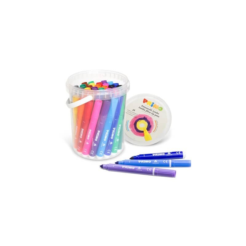 Pennarelli superlavabili Primo Jumbo punta conica 7,6 mm in conf. da 36 colori assortiti - 622BPJ36N