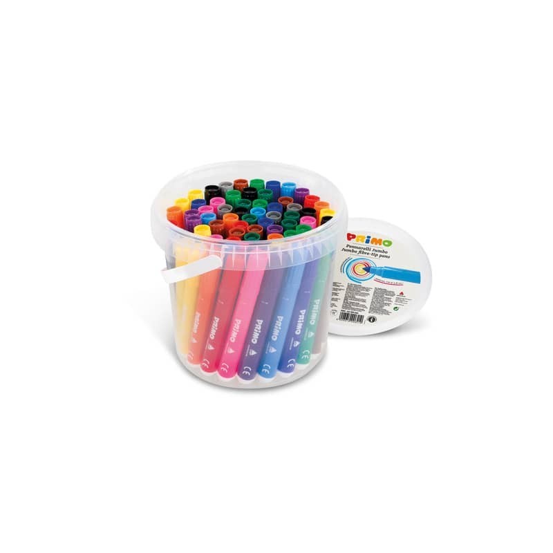 Pennarelli superlavabili Primo Jumbo punta conica 7,6 mm in conf. da 60 colori assortiti - 621BPJ60