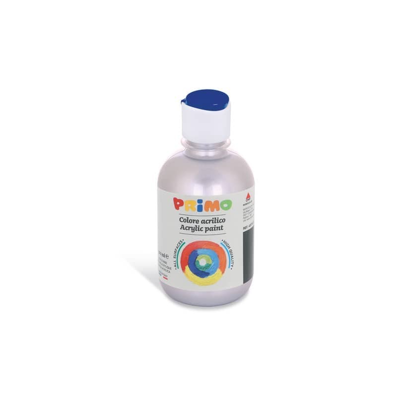 Colore acrilico Primo in bottiglia con tappo dosatore 300 ml - 910 argento 400TA300910