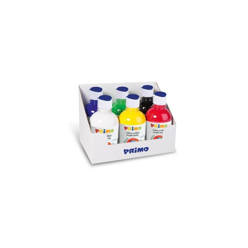Colore acrilico Primo in bottiglia con tappo dosatore 300 ml 6 colori assortiti 400TA6ASS