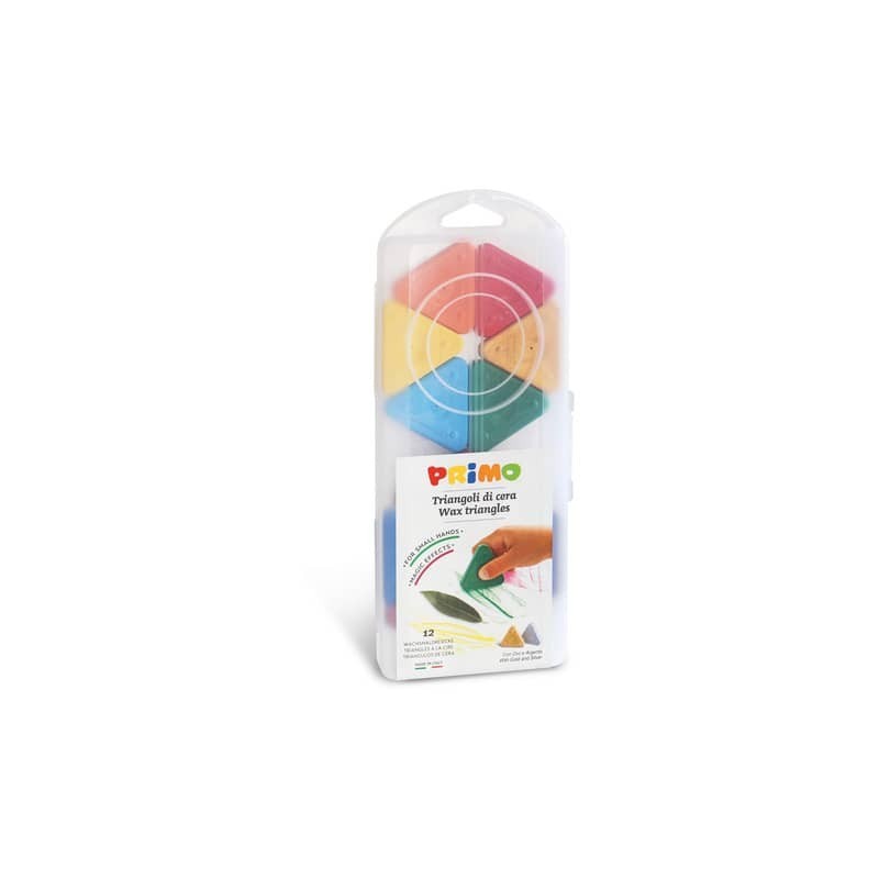 Triangoli di cera Primo 5 mm colori assortiti - conf. 6 pezzi - scatola in PP - 073TRI12AP