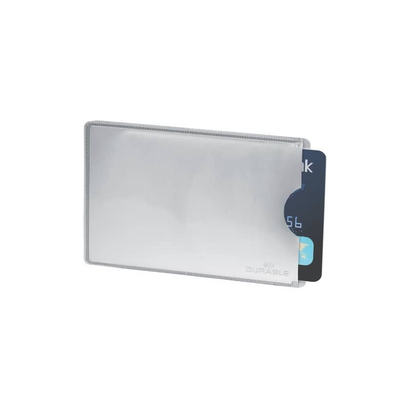 Tasca porta carte di credito DURABLE RFID SECURE argento metallizzato  54x86mm conf. 10 - 890023