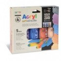 Colore acrilico Primo in bottiglia PET con tappo dosatore 75 ml tinte metal - conf. 5 pezzi - 4213TATM5MET