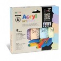Colore acrilico Primo in bottiglia PET con tappo dosatore 75 ml tinte pastello - conf. 5 pezzi - 4212TATM5PAST