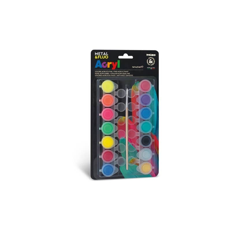 Colori acrilici fini Primo 4,5 ml 14 colori assortiti fluo e metal 1612T14FM