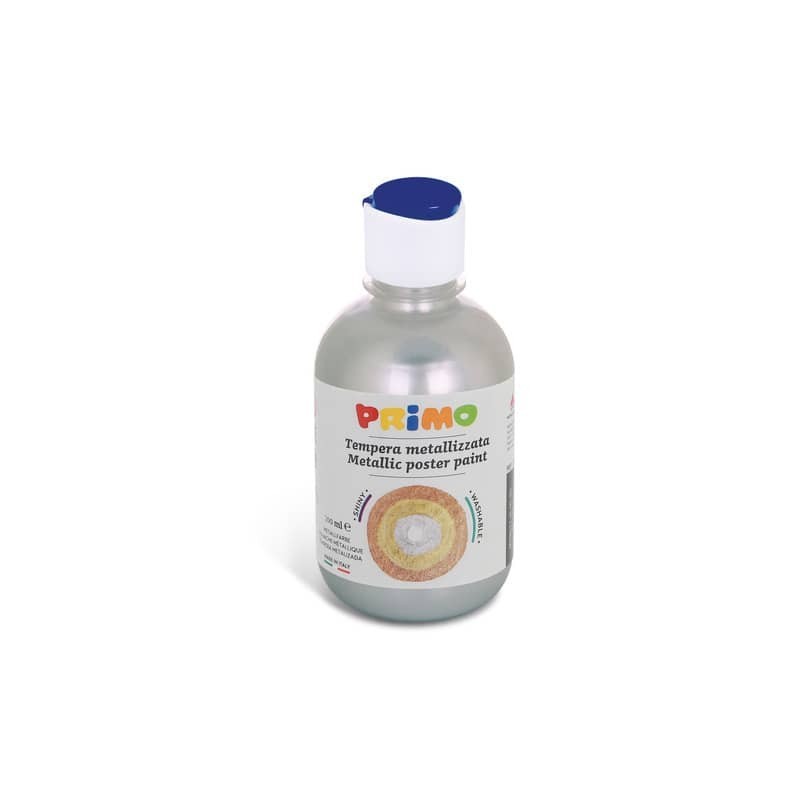 Tempera pronta metallizzata Primo con tappo misuratore 300 ml argento 233TM300910