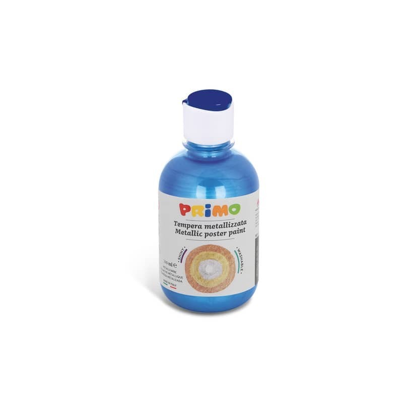 Tempera pronta metallizzata Primo con tappo misuratore 300 ml blu oltremare 233TM300500