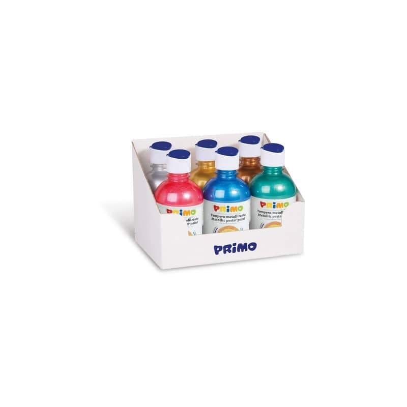 Tempera pronta metallizzata Primo con tappo misuratore 300 ml conf. da 6 colori assortiti - 233TM6ASS