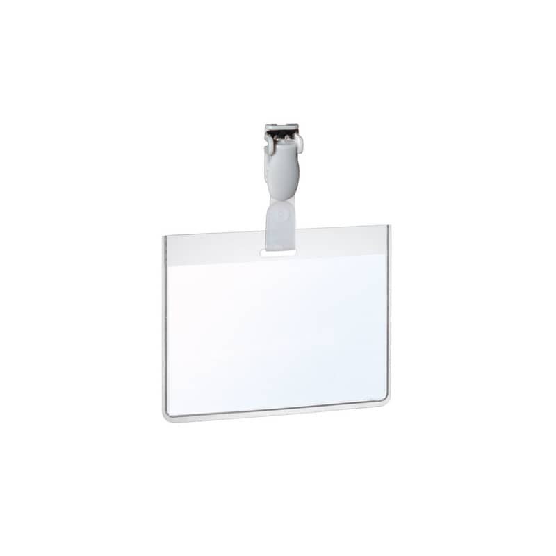 Portanomi con clip DURABLE EUROBADGE tasca chiusa pvc trasparente inserto 90x60 mm  conf. 25 - 814319