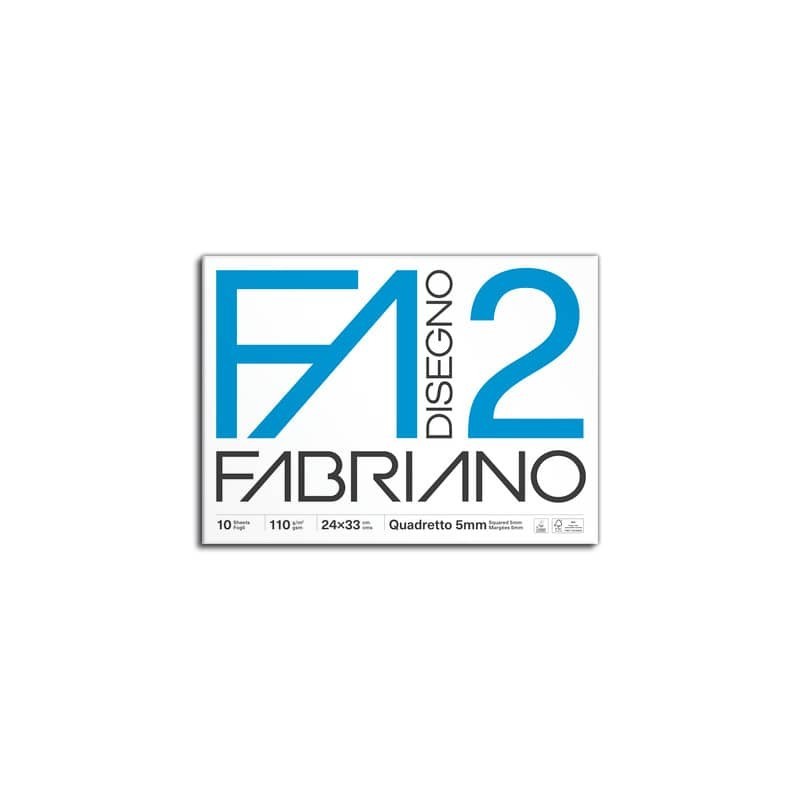 Album da disegno Fabriano F2 punto metallico 110 g/m² 24x33 cm 10 fogli quadrettato 5 mm - 04204311 (Conf.10)