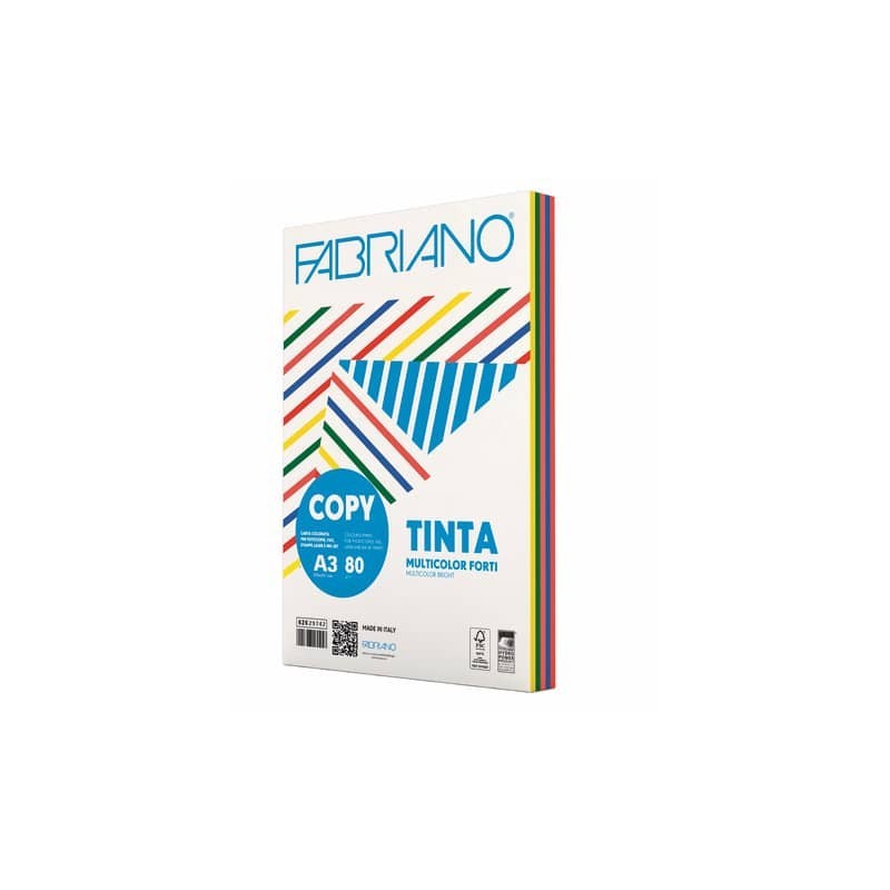 Carta Fabriano Copy Tinta Colorcart 5 colori forti 100 ff - formato A3 - 160 g - 62416042