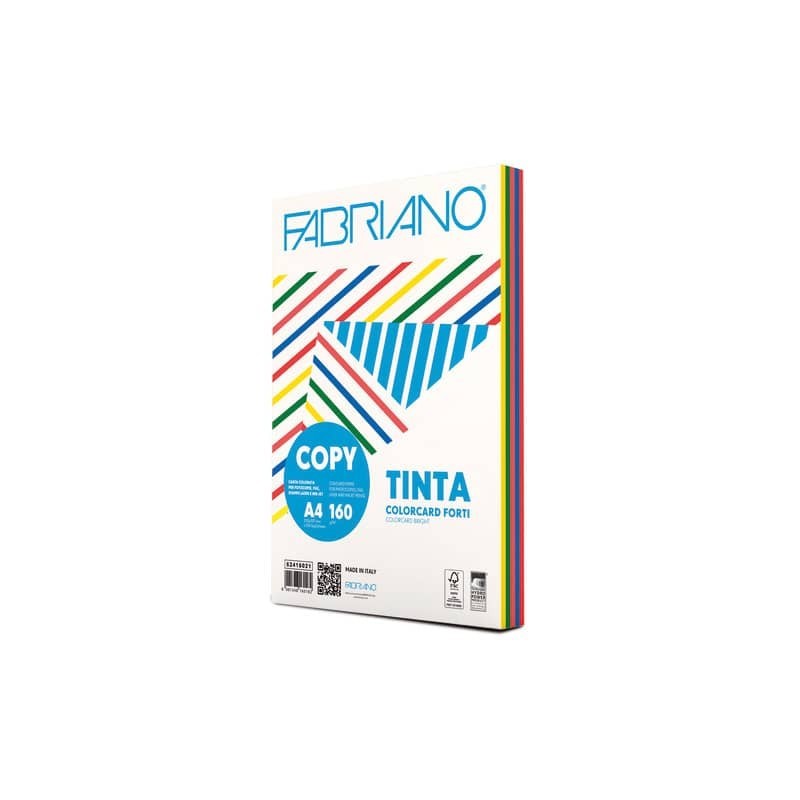 Carta Copy Tinta Colorcart Fabriano 5 colori forti 100 ff - formato Fabriano A4 - 160 g - 62416021