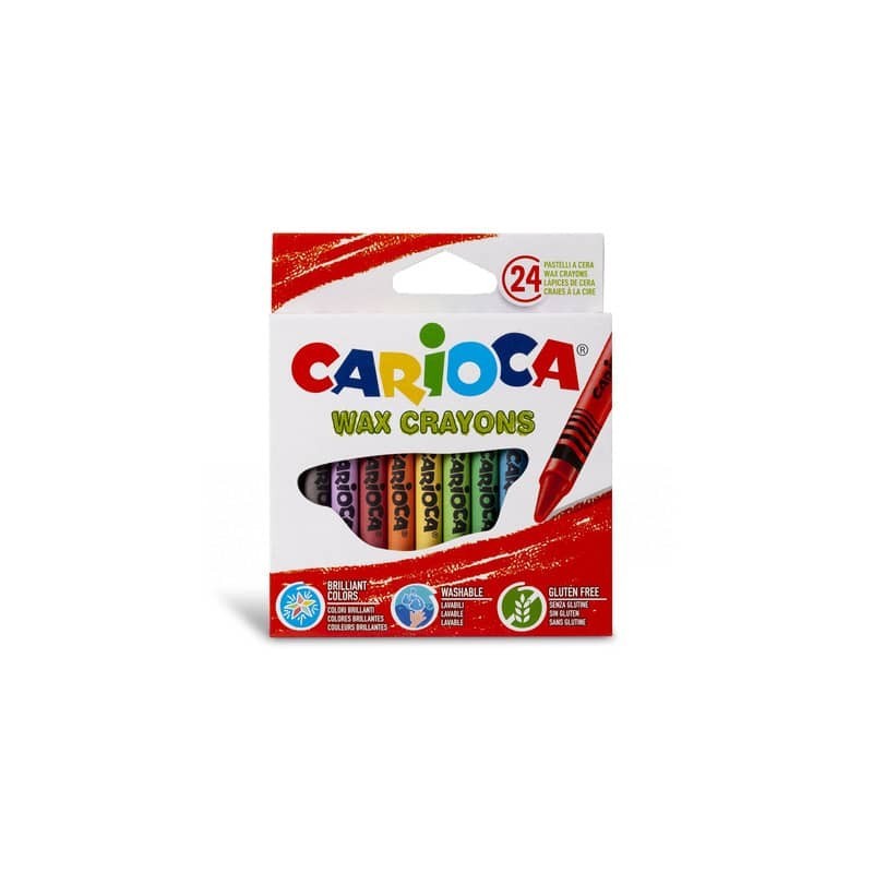 Pastelli a cera Carioca Wax Crayons punta 8 mm - conf. da 12 colori assortiti - 42365 (Conf.12)
