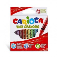 Pastelli a cera Carioca Wax Crayons punta 8 mm - conf. da 24 colori assortiti - 42366 (Conf.6)