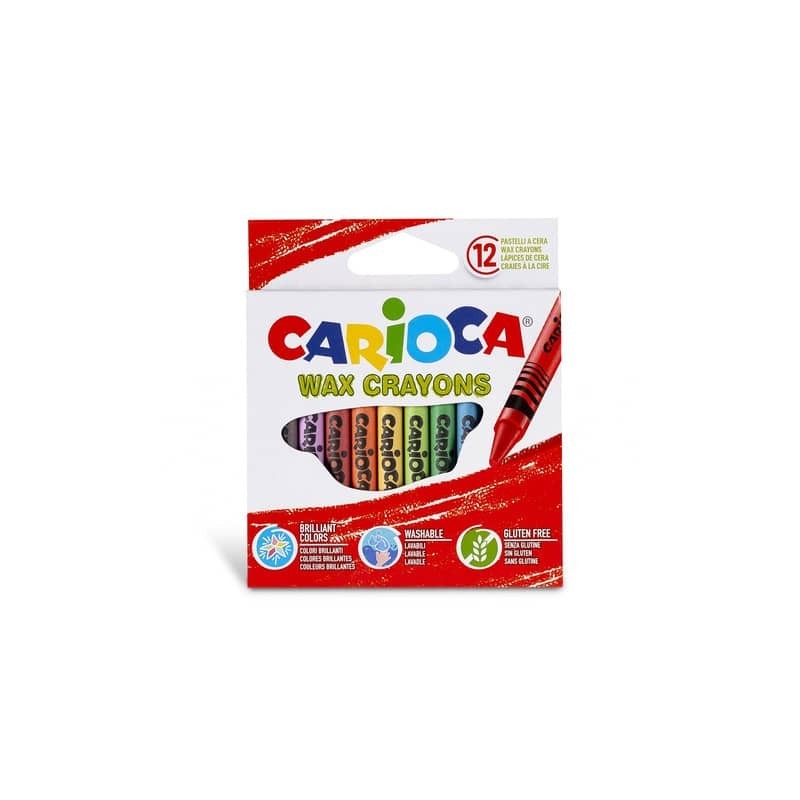 Pastelli a cera Carioca Wax Crayons punta 8 mm - conf. da 24 colori assortiti - 42366 (Conf.6)