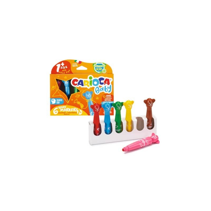 Pennarelli Carioca Baby Teddy 1+ in colori assortiti - conf. 6 pezzi - 42815