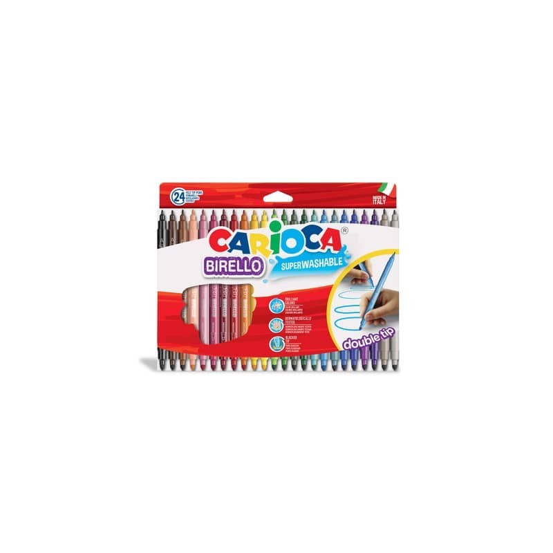 Pennarelli doppia punta Carioca Birello - conf. da 24 colori assortiti - 41521