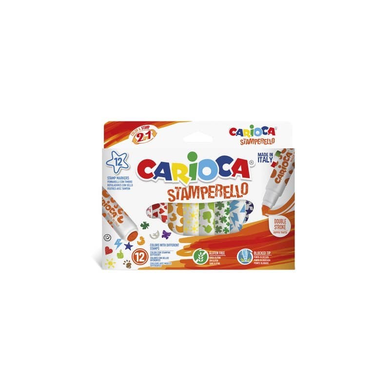 Pennarelli doppia punta Carioca Stamperello - conf. da 12 colori assortiti - 42240