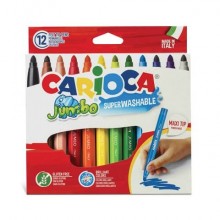 Pennarelli superlavabili Carioca Jumbo - conf. da 12 colori assortiti - 40569