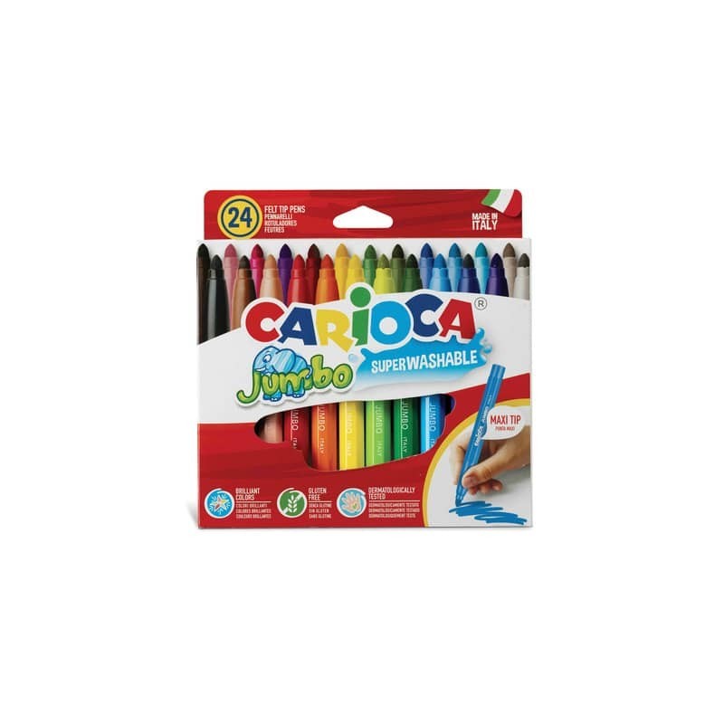 Pennarelli superlavabili Carioca Jumbo - conf. da 24 colori assortiti - 40570