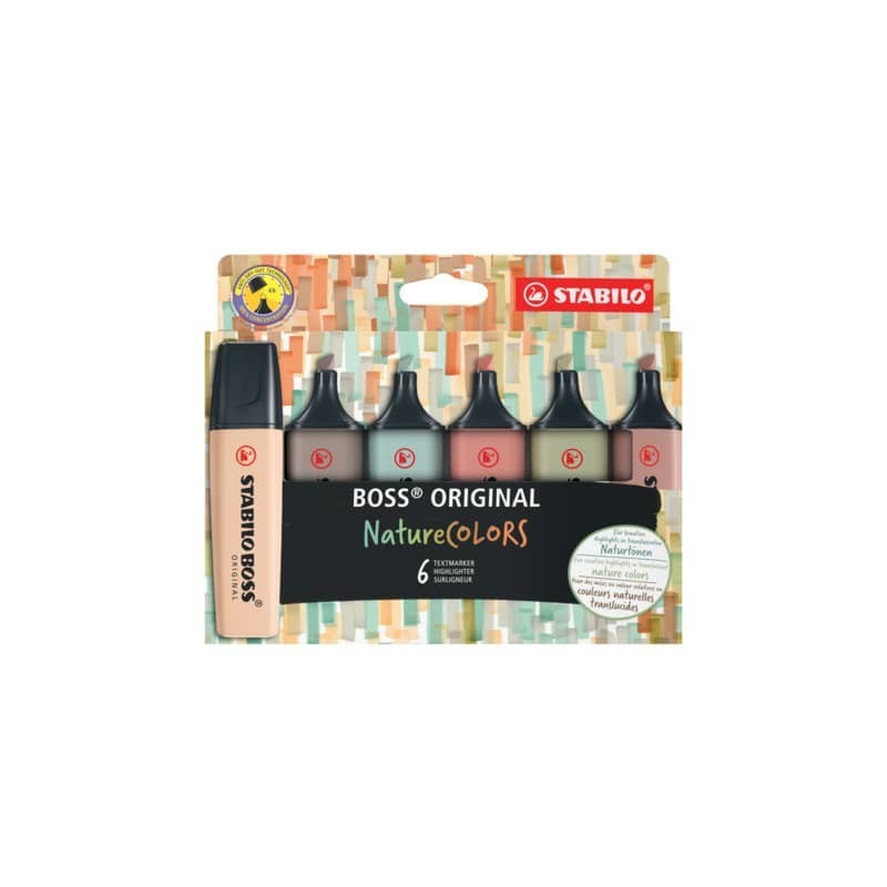 Evidenziatore Stabilo Boss Nature Colors - colori assortiti - conf. da 6 pezzi - 70/6-2-2