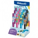 Espositore 12 penne sferografiche Pelikan Griffix con impugnatura a pinza - fusto colori assortiti - 3000078